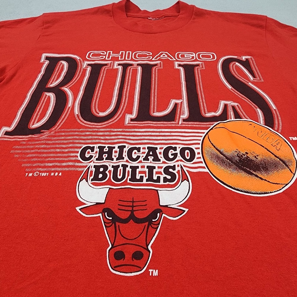 Vintage 1991 Chicago Bulls Shirt Mens S Red NBA Basketball Graphic Single Stitch - Picture 4 of 9